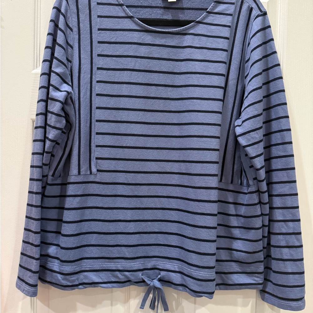 J. Jill Blue and Black Striped Long-Sleeve Knit Top